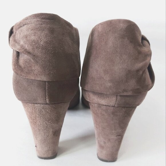 Kate Spade New York Ankle Boots Size  8 Bison Dark Brown Suede Bow Cuff Comfort - Picture 9 of 14